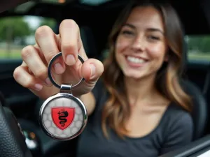 Alfa Romeo Porte-clés Personnalisés Finition Métal Photo Bombée